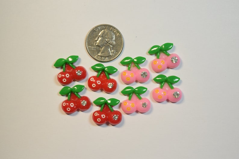 Embellishments B1 DIY Projects Crafts 18mm PINKRED Cherries Flatback Cabochons for Scrapbooking