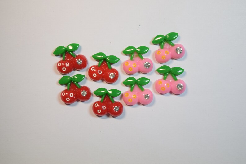 Embellishments B1 DIY Projects Crafts 18mm PINKRED Cherries Flatback Cabochons for Scrapbooking