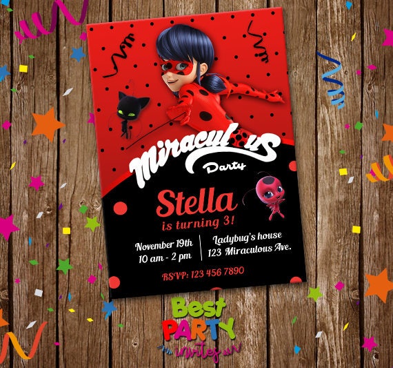 Miraculous Ladybug Invitation Ladybug Digital Invite | Etsy