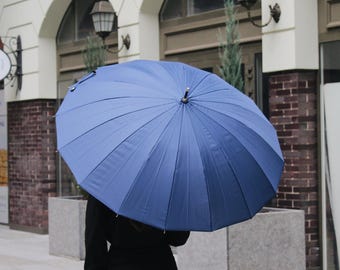 Manual Open Stick Umbrella, Real Wood Handle, 16 ribs Umbrella with Waterproof System