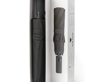 Parapluie se pliant ouvert automatique noir coupe-vent avec la boîte-cadeau, parapluie compact de voyage
