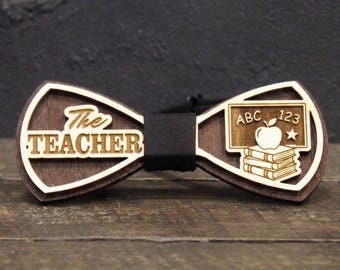Pajarita de madera para profesor, accesorios de madera para traje, correa ajustable, regalo de graduación