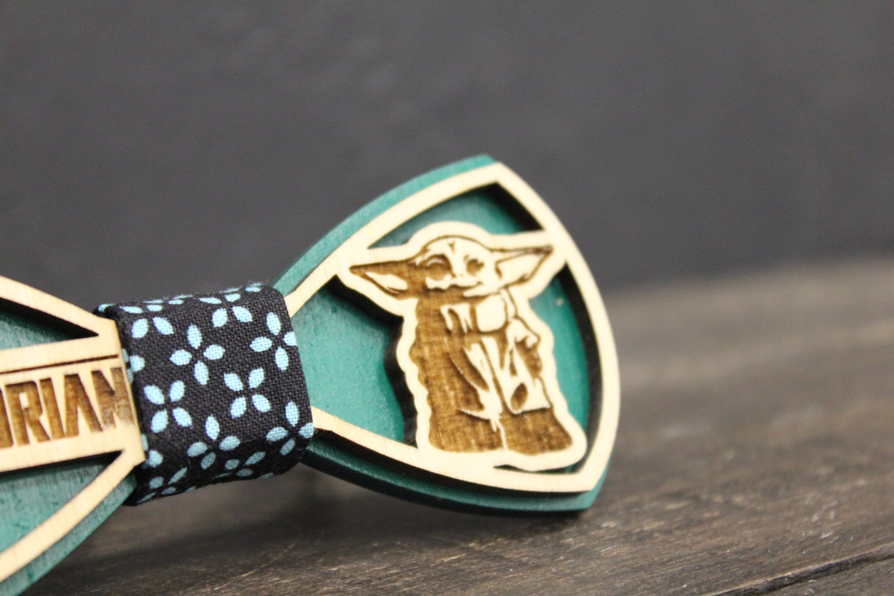 Wooden Bow Tie Mandalorian and Baby Yoda Wooden Bow Tie for Star Wars
