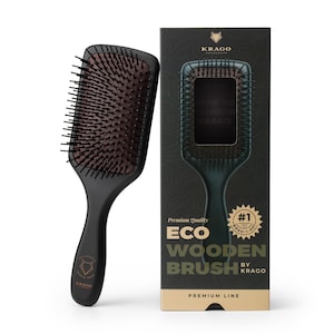 Stylish Wooden Brush Krago Natural Wood Professional Quality Nylon Pins on Silicone Pad - Professional Quality for Everyday Use