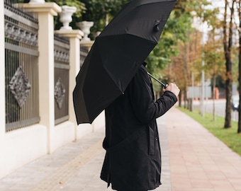 Black Custom Umbrella 10 Ribs, Auto Open Umbrella 50 in, Realtor Gift