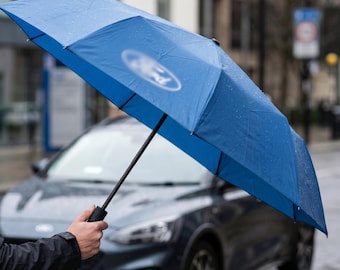 Blauwe paraplu voor cadeau Ford-eigenaar, compacte 10-spaaks paraplu, regenauto-accessoires,