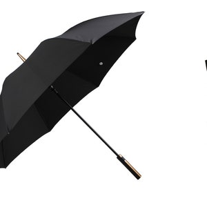 Krago Auto Open 8 Ribs Fiberglass Straight Umbrella with Stylish Golden Handle. Windproof Waterproof Golf Sized Designer Umbrella