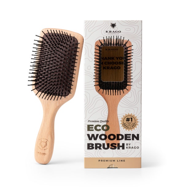 Stylish Wooden Brush Krago Natural Wood Professional Quality Nylon Pins on  Silicone Pad Professional Quality for Everyday Use 