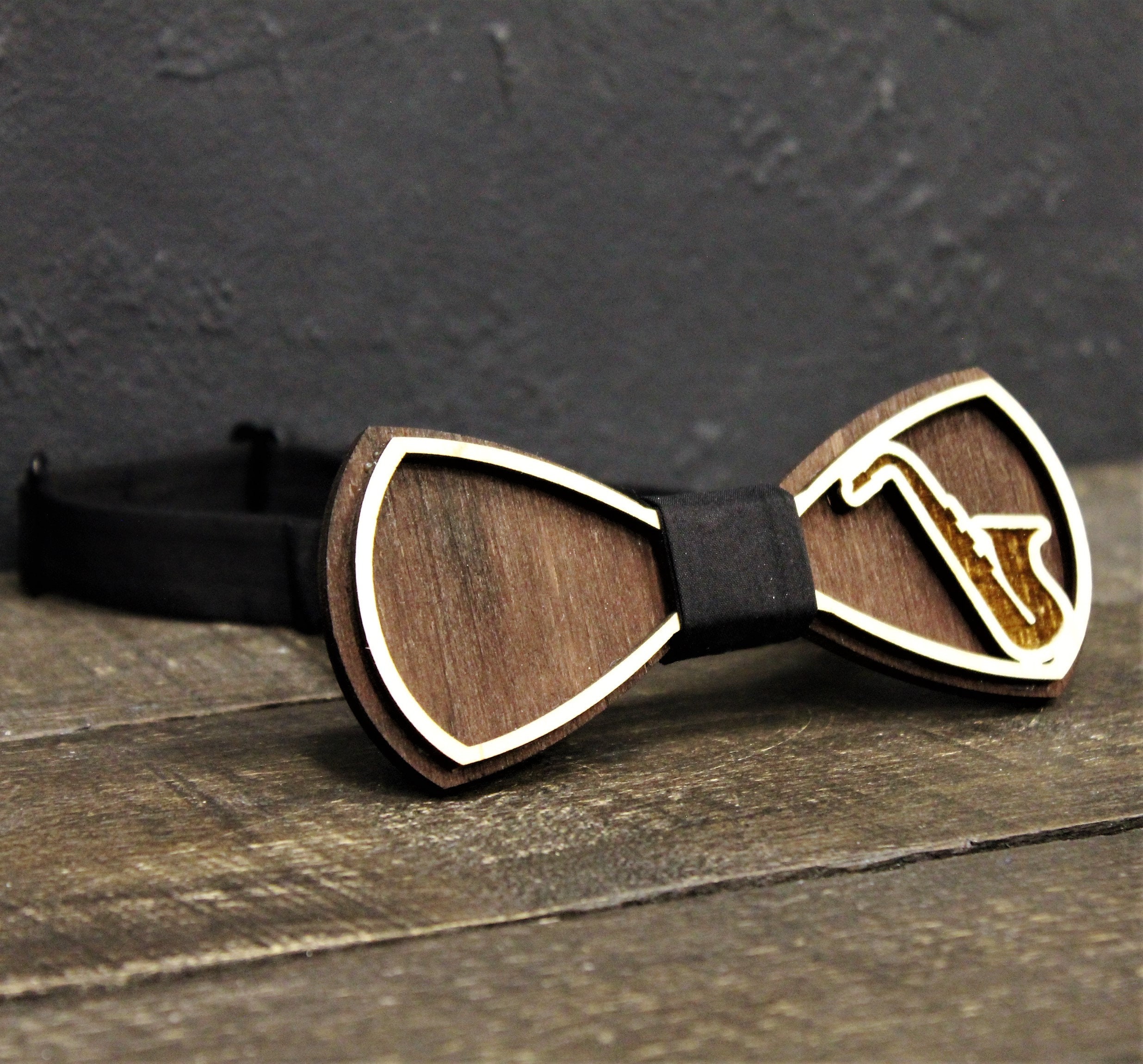 Wooden Bow Tie Saxophone Wood Bow Tie for Men and Women With Etsy UK