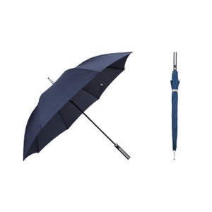 Krago Auto Open 8 Ribs Fiberglass Straight Umbrella with Stylish Silver Handle. Windproof Waterproof Golf Sized Designer Umbrella