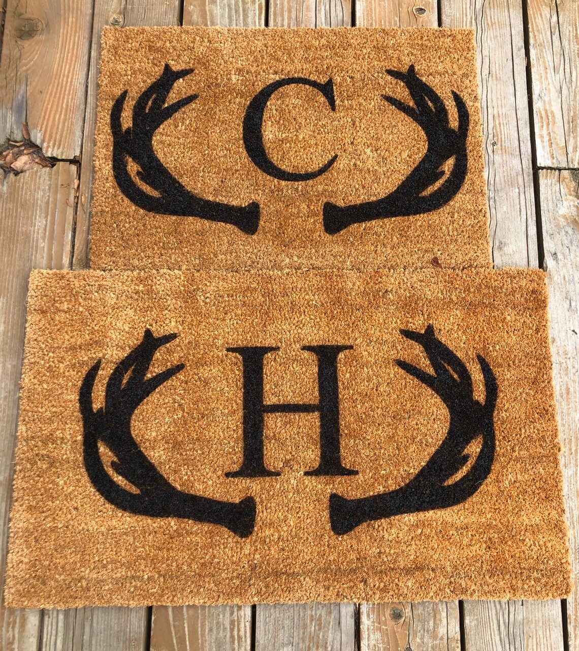 Antler Monogram doormat Outdoor Rug Mat Front Etsy