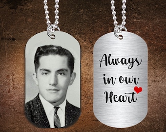 NEW OFFER  Custom Personalized Dog Tag  with Stainless Steel Necklace Your Picture, Text/Birthday, School, Team, Anniversary, Memorial