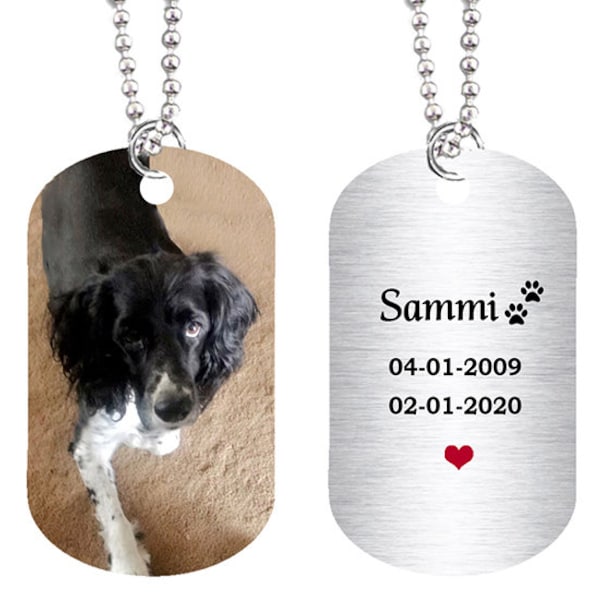 NEW OFFER Custom Personalized Pet Memorial Dog Tag,Stainless Steel Necklace Add Picture, Text, Sentiment Memorial Necklace