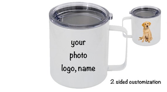 Personalized 11 oz. Stainless Steel Coffee Mugs with Lid