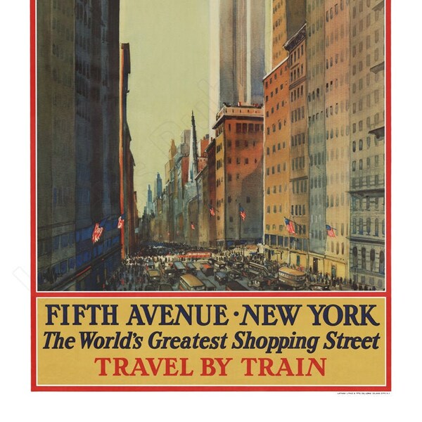 Fifth Avenue New York, World’s Greatest Shopping Vintage 1932 Poster