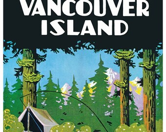 Vancouver Island British Columbia - holiday Resorts 1930's Vintage Poster