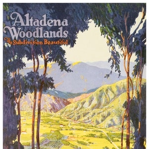 Afiche publicitario de estilo vintage de los años 20 de Altadena Woodlands