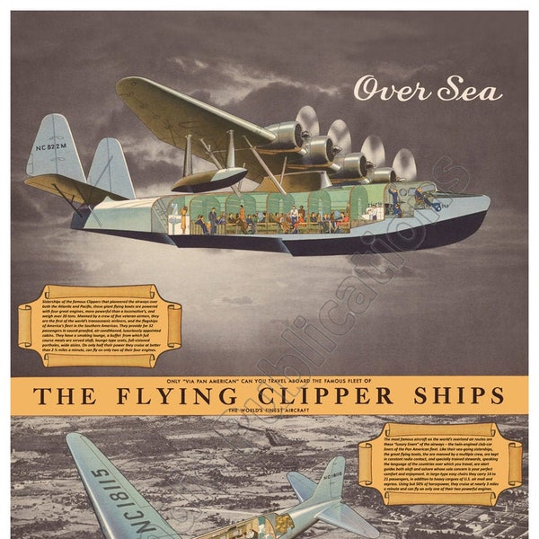 Flying Clipper Ships –  1935 Pan Am Travel Poster