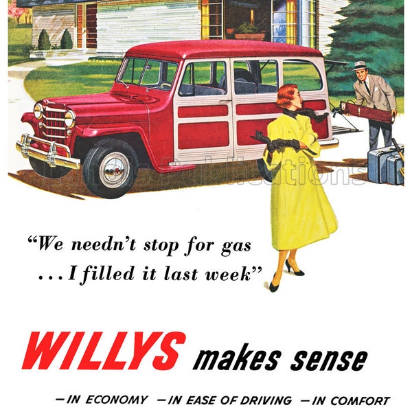 Willy’s Station Wagon - 1951 American Suburbia Vintage Advertising Poster