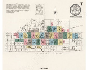 Hollywood 1913 Sanborn Map, Exquisitely Detailed Map - Poster