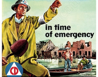 1956 Civil Defense - &quot;Serving You&quot; Vintage-Style Poster