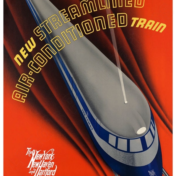 New York and New Haven Comet Streamliner 1935 Vintage Advertising Poster