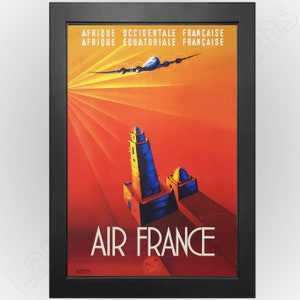 Cartel publicitario vintage de Air France de 1946