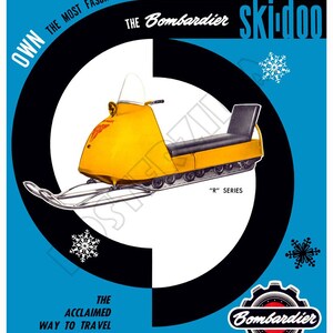 Afiche publicitario de estilo vintage de motonieve Ski-Doo de 1963