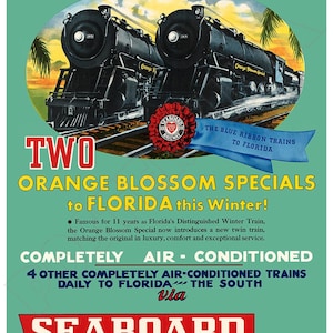 Cartel publicitario de la línea ferroviaria Seaboard Airlines: especial Orange Blossom