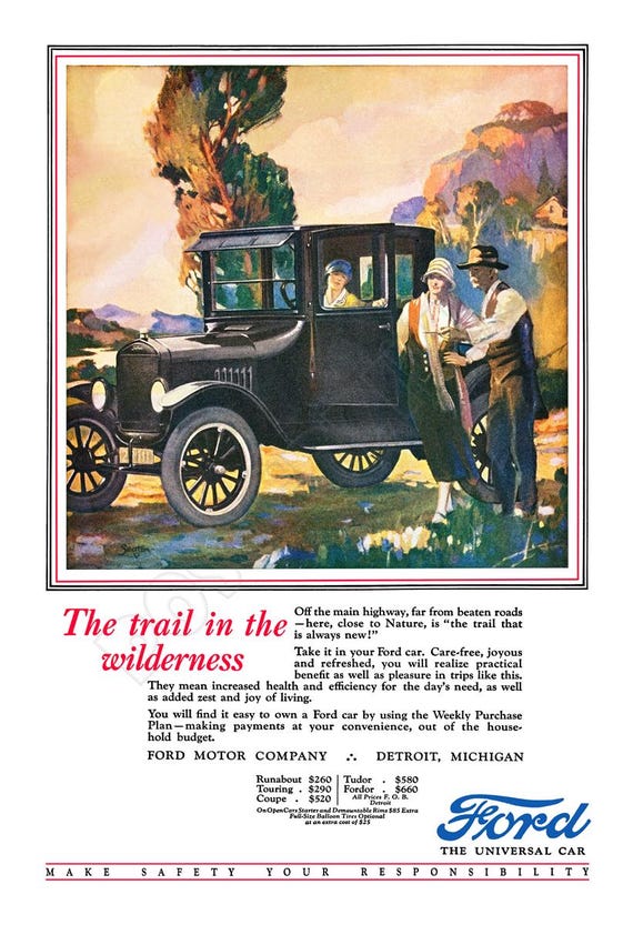 Classic Ford Car Original Vintage Wall Art Home Decor