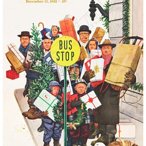 Vintage 1952 Saturday Evening Post - Anxious Christmas Shoppers