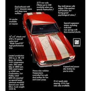 Impresionante póster publicitario del Chevrolet Z/28 Camaro 1968
