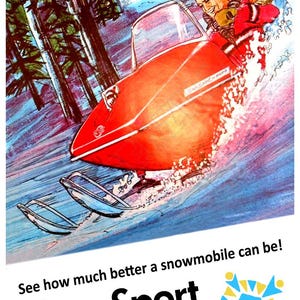 Cartel publicitario vintage de motos de nieve Rupp de 1968
