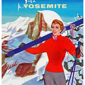 Yosemite Skiing & Snow Area - 1950s Travel Poster