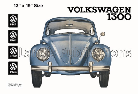 1961 VW Beetle Convertible Cabriolet Vintage Poster