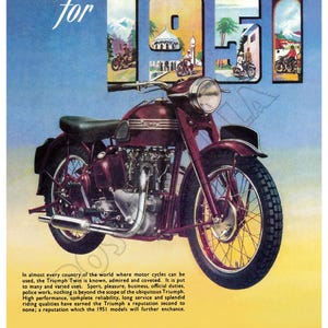 1951 Triumph Motorcycle - Vintage Advertising Poster