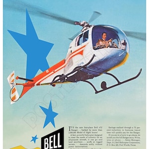 Bell Ranger Helicopter 1957 Cool Vintage Poster
