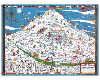 Mount Hood Skisterical 1939  Fun Pictorial Map Poster