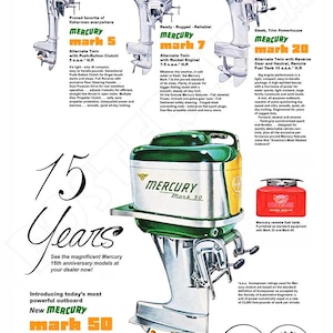 Mercury Outboard Motor 1954 Cool Vintage-Style Advertising Poster