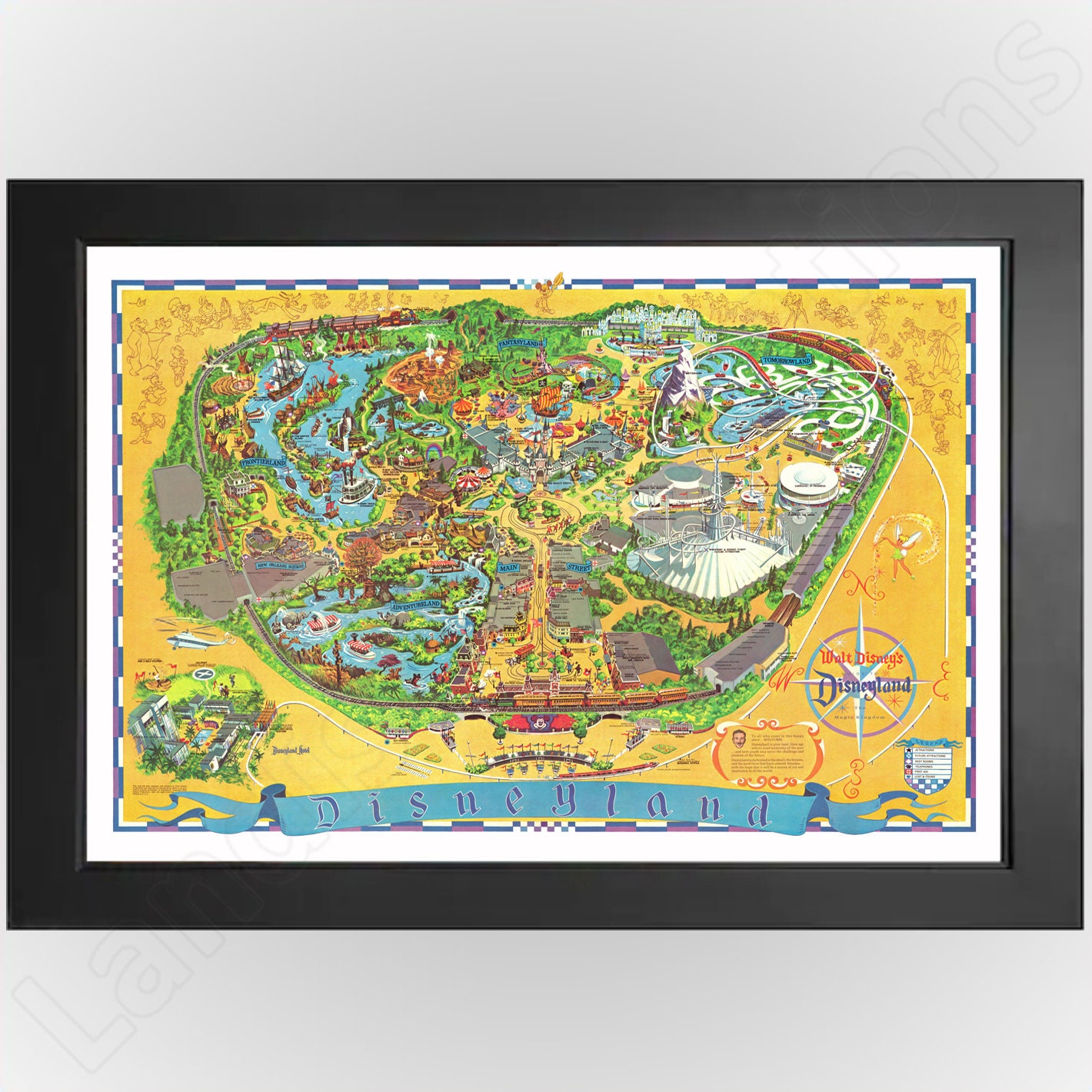 1987年　ディズニーランド園内マップ　額入り大型94cm　岐阜より迅速発送 1987年 ディズニーランド園内マップ 額入り大型94cm 岐阜より