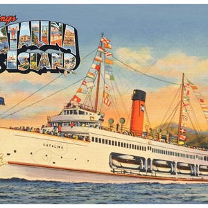 SS Catalina, el "Gran Vapor Blanco" - Cartel publicitario de la década de 1940