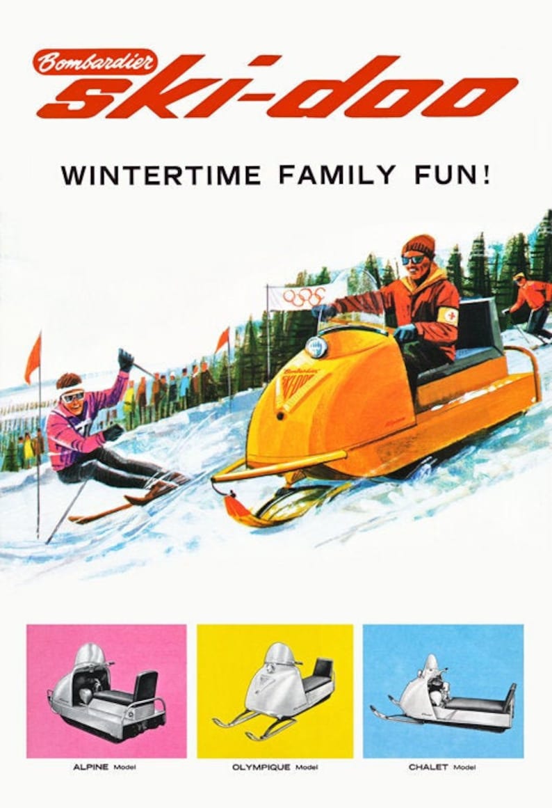 1965 Ski-Doo Snowmobile Vintage Advertising Poster Olympics