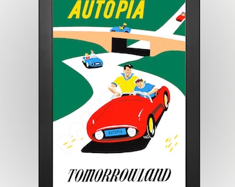 Disneyland Autopia Vintage 1950s Tomorrowland Poster