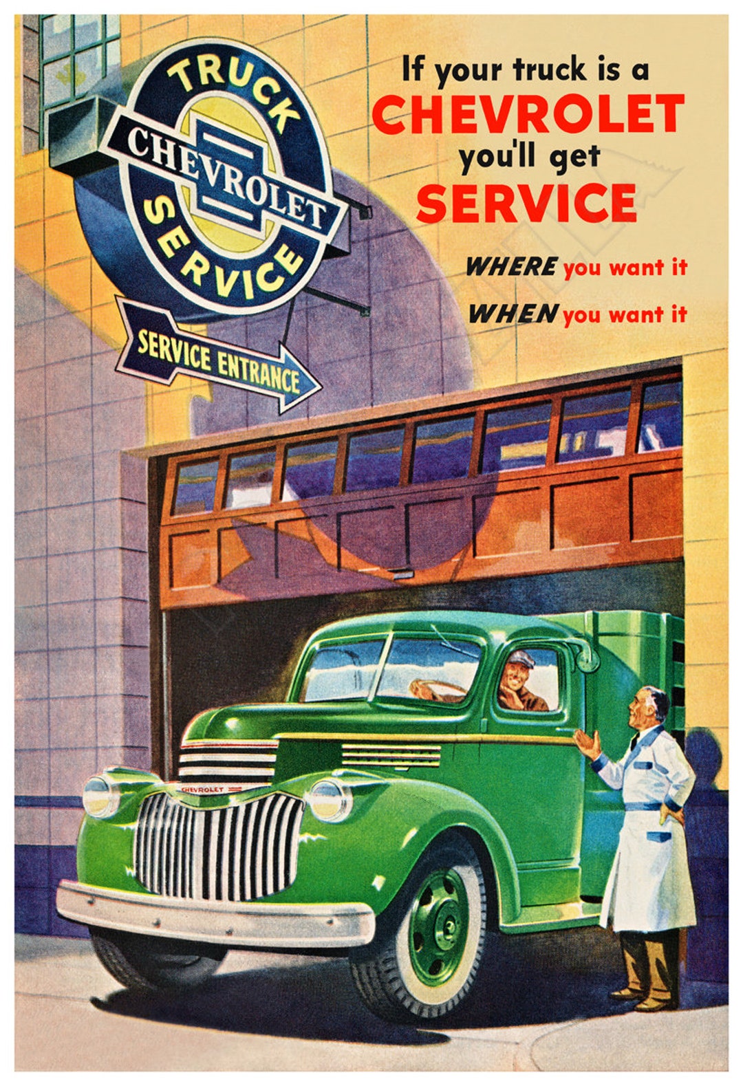 1946 Chevrolet Truck Service Advertising Poster - Etsy