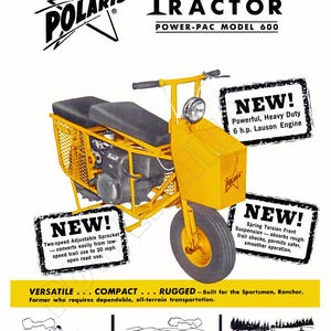 Polaris Trail Tractor Motorcycle - Early 1960s Vintage-Style Advertising Poster