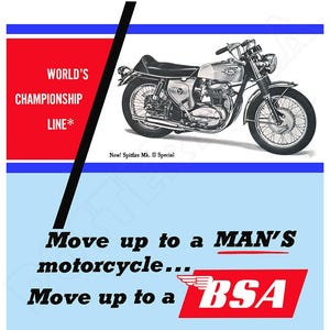 Póster publicitario de estilo vintage de la motocicleta BSA Spitfire de 1966