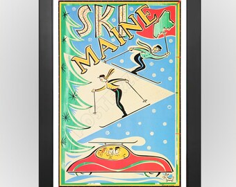 Ski Maine - Vintage Poster 1950s by Artist Francis Hamabe