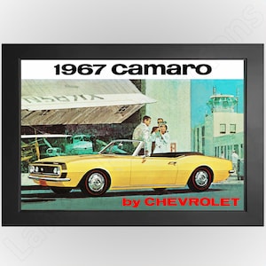 Cartel publicitario vintage del Chevrolet Camaro SS Convertible de 1967