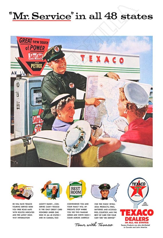 1950 Texaco Service Station Cool Vintage-style Advertising