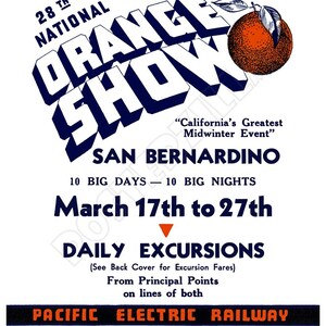 National Orange Show - Pacific Electric Railway - 1938 Advertising Poster